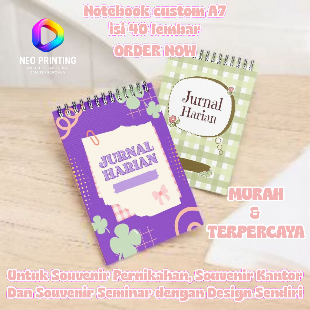 NOTEBOOK NOTEPAD  A7 CUSTOM COVER LOGO - NOTEBOOK PROMOSI  SOUVENIR