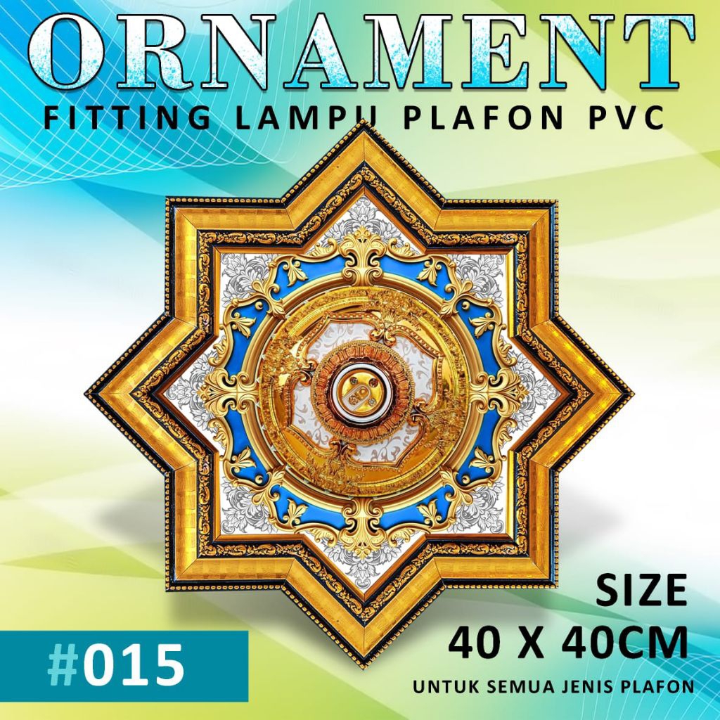 ornamen lampu plafon pvc ukuran 40x40cm lampu hias