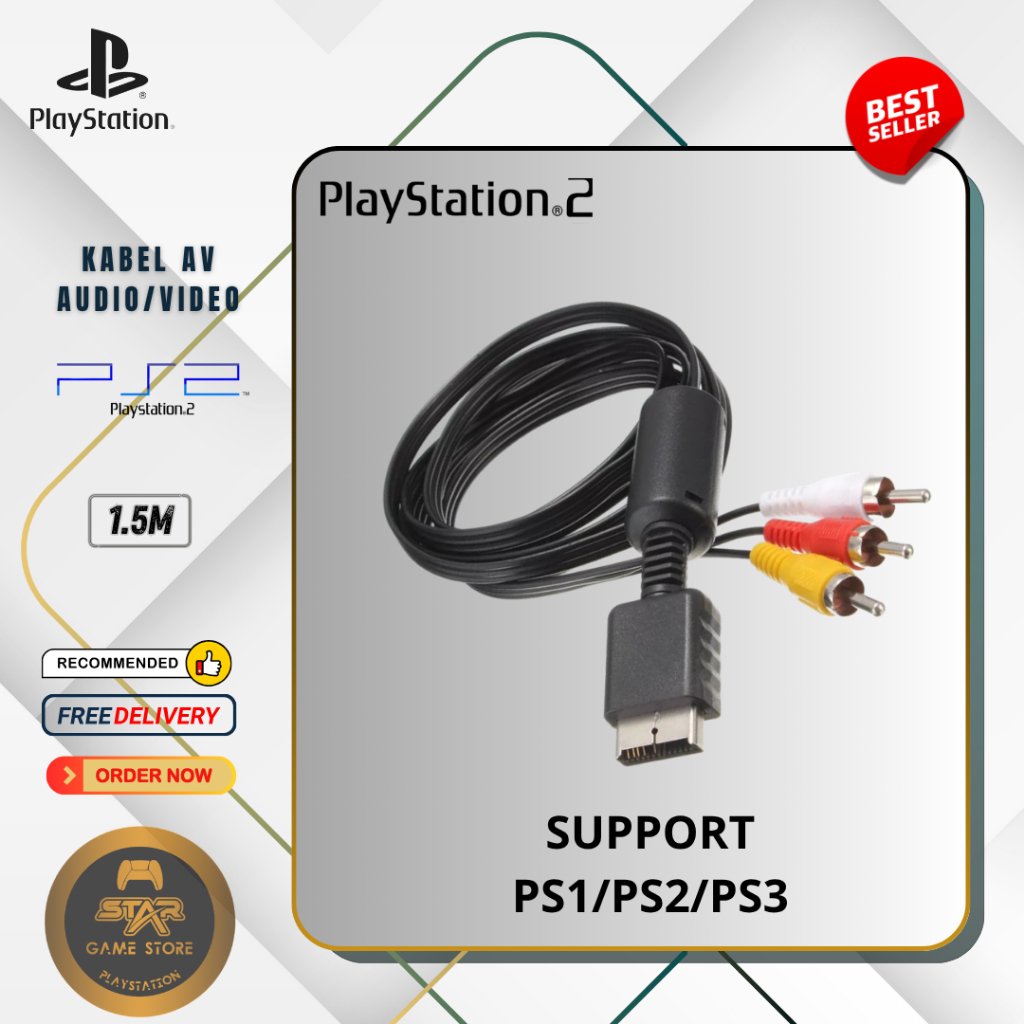 Kabel Av Rca Ps 1 Ps2 Dan Ps3 Original