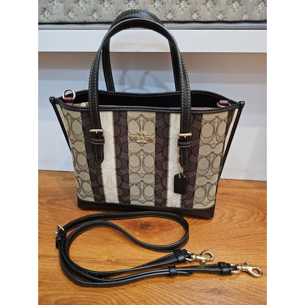 Coach C4086 Signature Jacquard Stripes Mollie 25 Khaki Black Multi