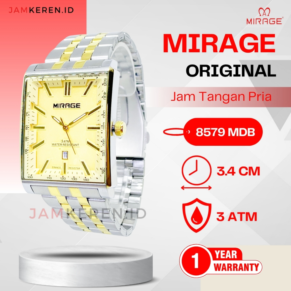 Mirage - Jam Tangan Mirage Pria - Jam Tangan Pria Original - Jam Tangan Pria Stainless Steel 8579 MD