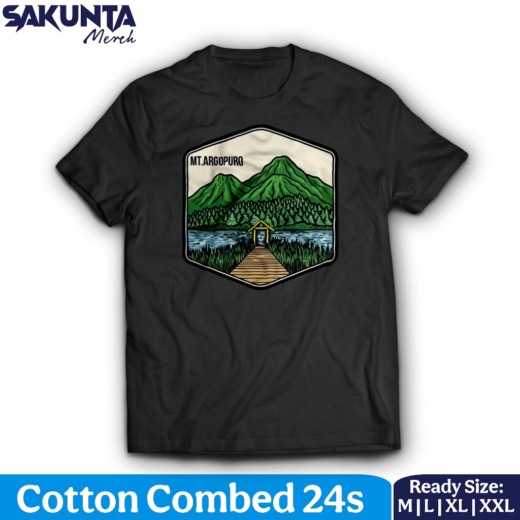 sakunta merch kaos baju gunung argopuro cotton unisex pria dan wanita pendaki gunung indonesia
