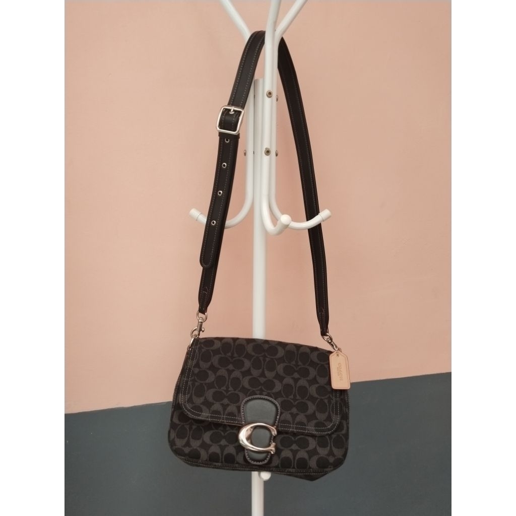 Preloved Tas Coach Tabby Shoulder Bag Signature Black Denim