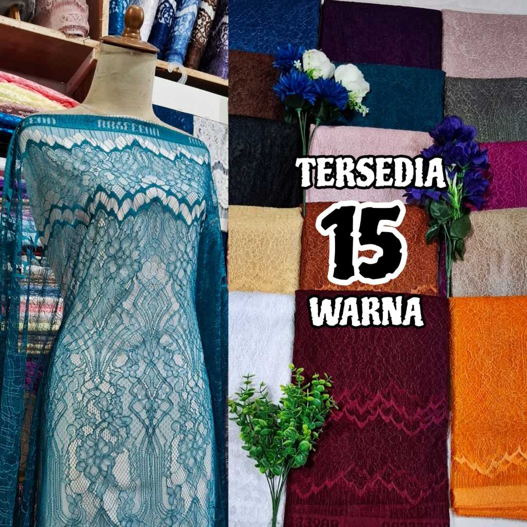 Kain Brokat Chantily Bahan Kebaya Brokat Chantily motif campur Chantily murah