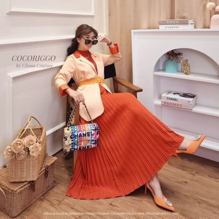 TERMURAH CLIONA COUTURE SET BLAZER+INNER+SKIRT+BELT