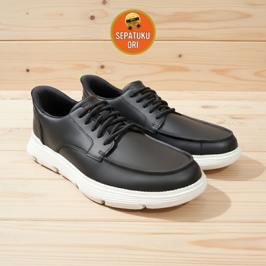 SEPATU PRIA SKECHERS SLIP-INS GARZA BROCK BLACK MEN'S SLIP ON BLACK NEW BNIB