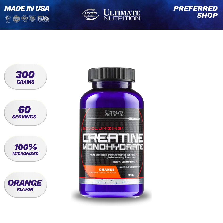 Ultimate Nutrition 300 Gram Creatine Monohydrate Micronized Biovolumizing | Import USA - Suplemen Fi
