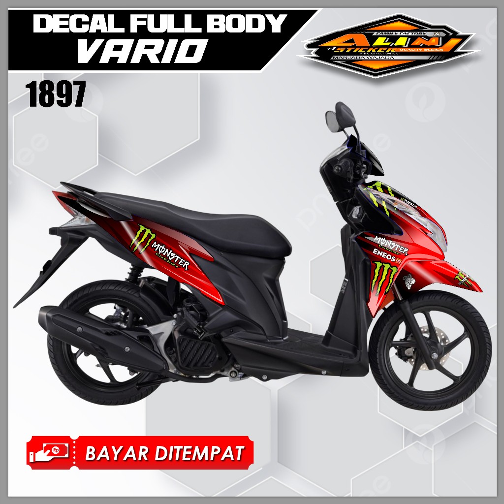 1897 Sticker Decal Motor Vario 125 Techno Desain Logo monster Aksesoris vario techno fullbody