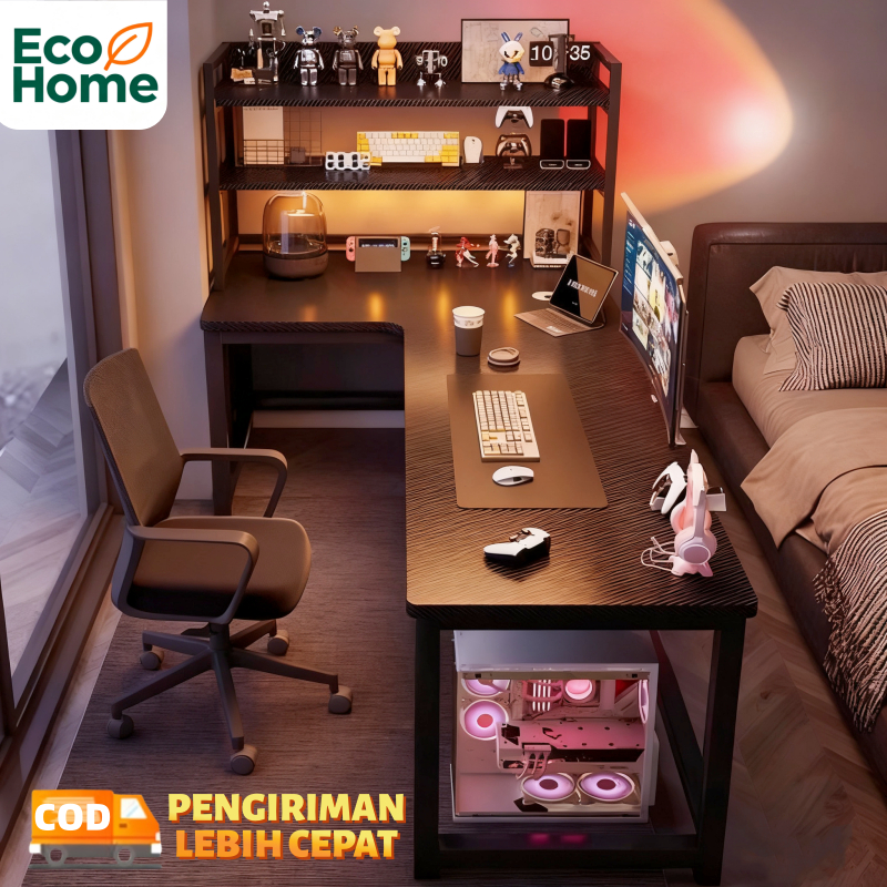Meja Gaming Karbon Serat L Shape Meja Gaming Meja Komputer Minimalis Meja Belajar Meja Laptop