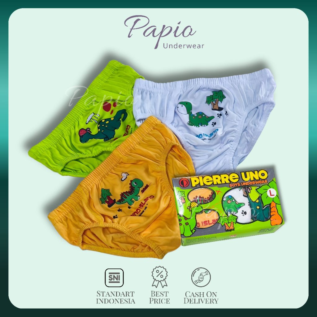 Papio - [3 PCS] Celana dalam anak cowok laki-laki PIERRE UNO/Celana dalam anak cowok usia 2-9 Tahun