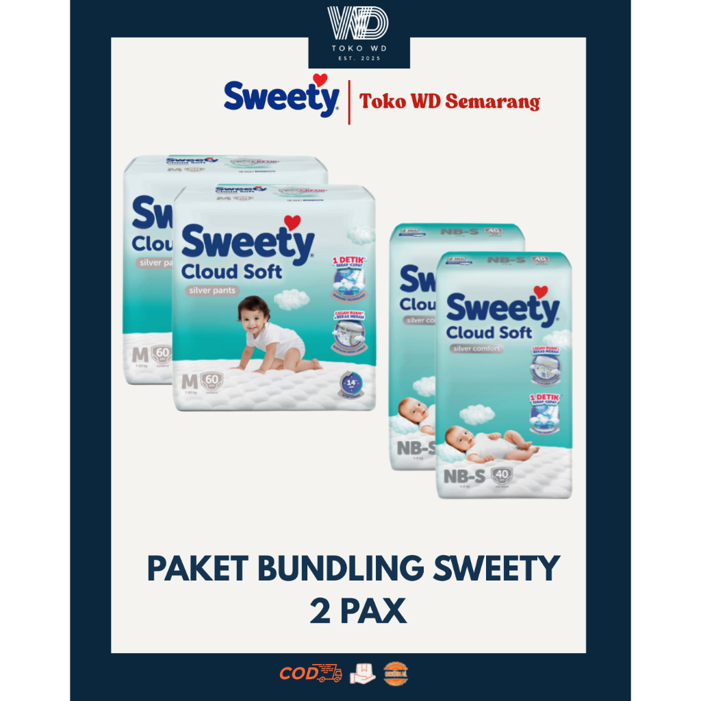 Paket Bundling 2 Pax Sweety Silver Pants NBS40 S66 M60 L54 XL42 XXL32