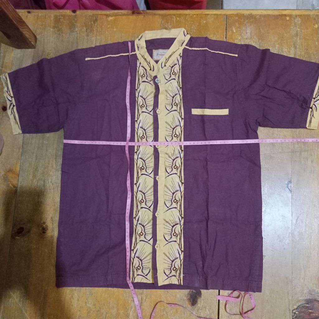 baju Koko katun ungu tua kuning