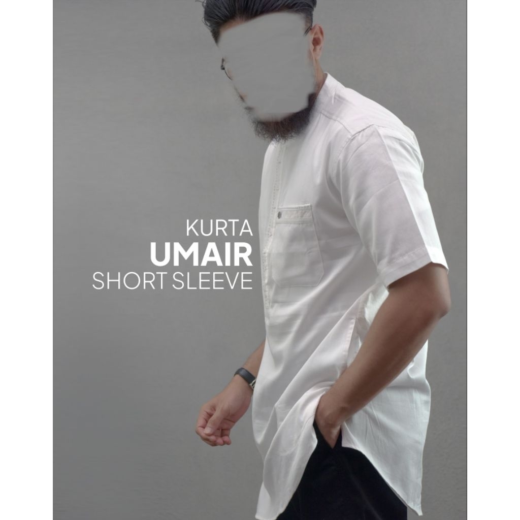 KURTA AS SAFWA SERIES UMAIR LENGAN PENDEK/BAJU KOKO PUTIH