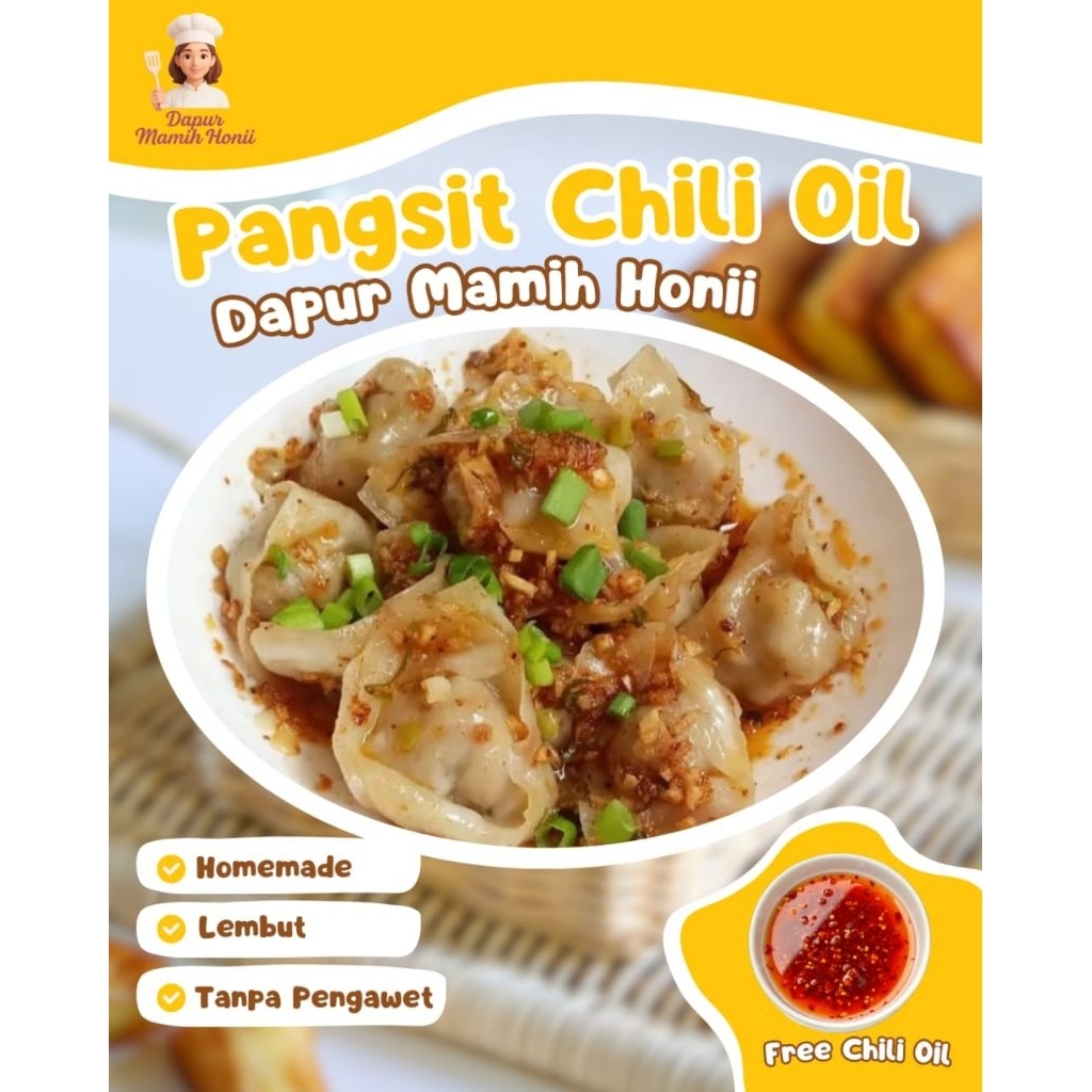 Pangsit Ayam atau Wonton ayam Chili Oil Isi 10pcs Frozen by Dapur Mamih Honii