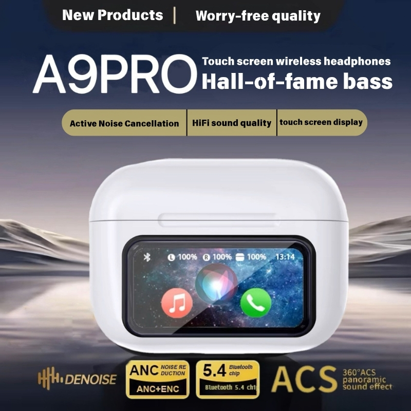 Minibest A9 Pro TWS Bluetooth 5.4 ANC Earphones || Minibest A9 Pro TWS Earphones Smart Screen ANC