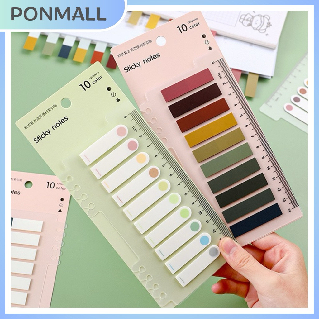 PONMALL- Sticky Notes Pembatas Buku Penanda Halaman Index Pages Maker isi 200 lembar