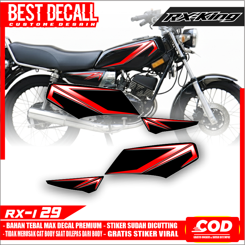Striping Sticker Transparan UV RX-King Bahan MaxDecal Desain Minimalis Warna Merah| Pink RX-I 29