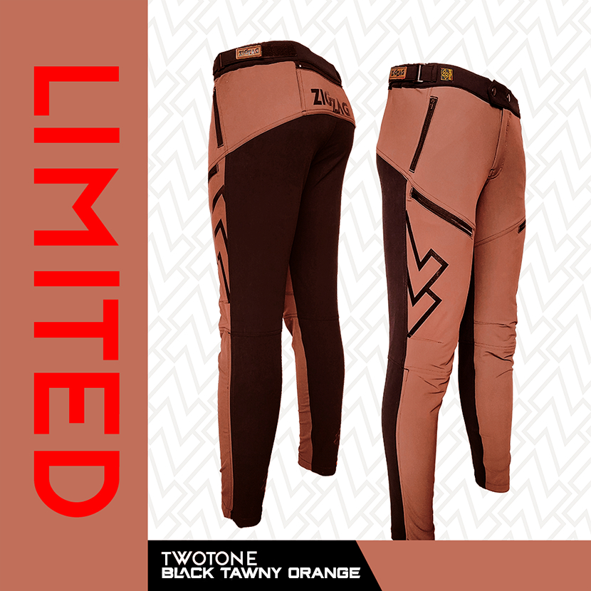 MTB Longpant ZIGZAG Premium Celana MTB Twotone BLACK TAWNY ORANGE LIMITED