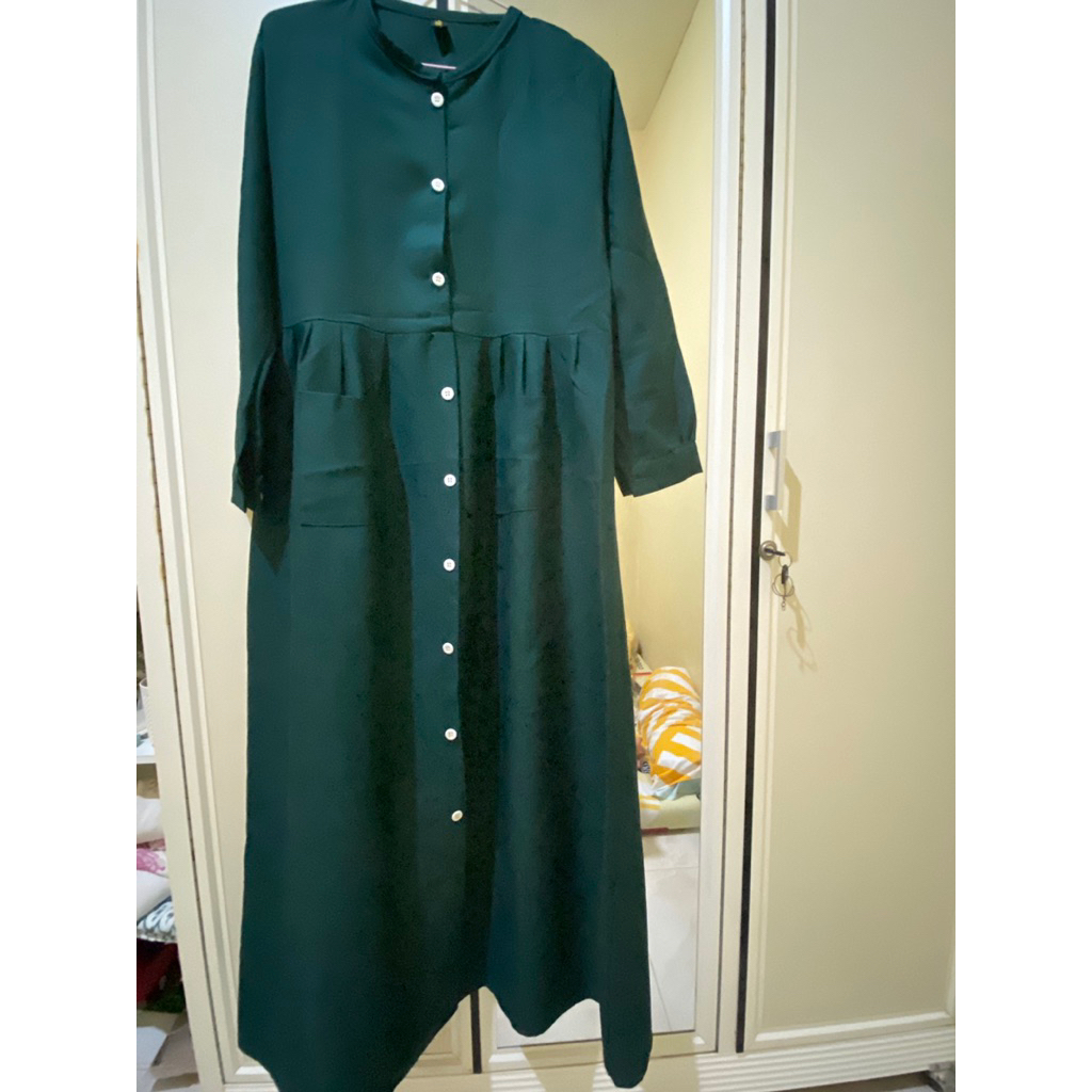 PL Gamis polos warna hijau botol merk benang raja surabaya