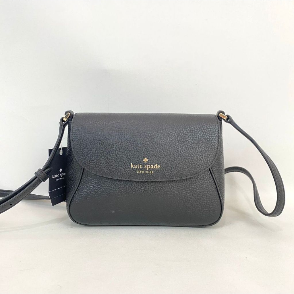 ks monica mini flap crossbody pebbled leather black