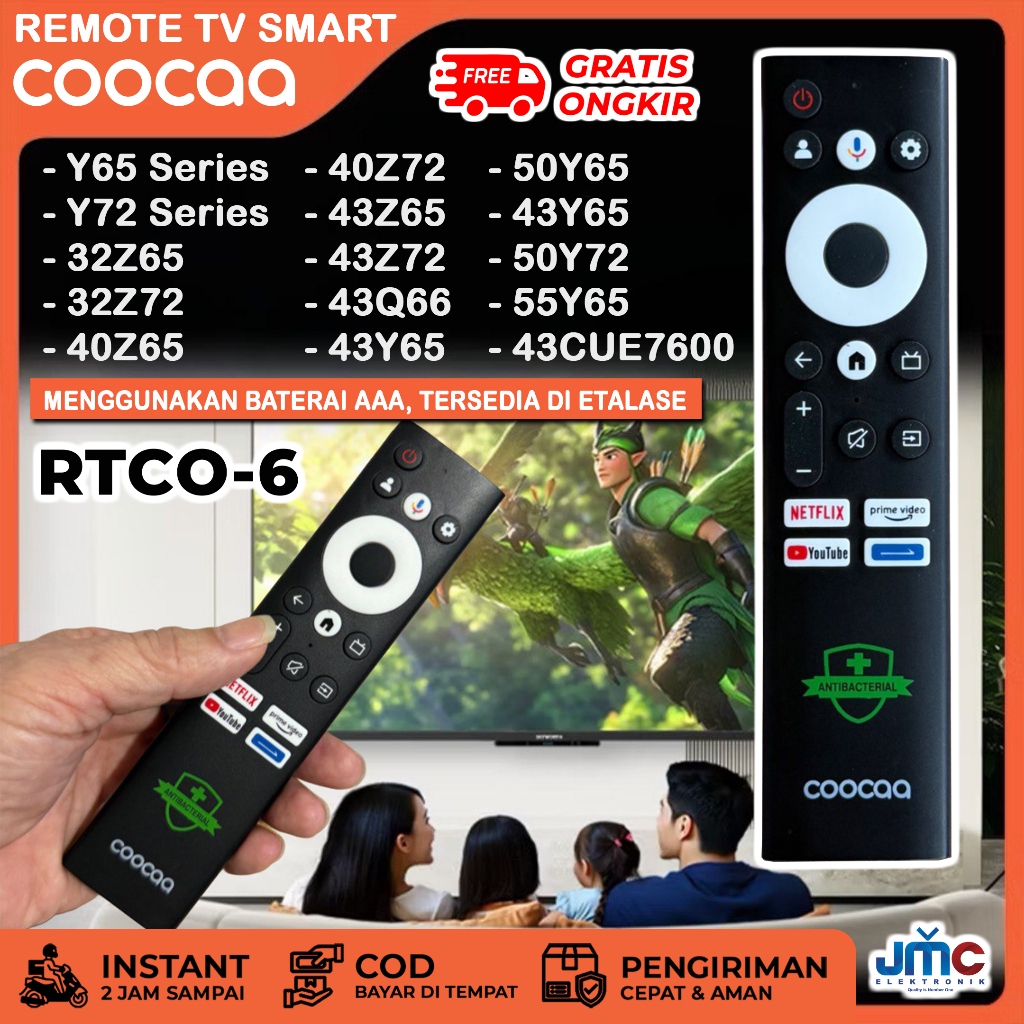 Remote TV COOCAA Android Y65 Y72 32Z65 32Z72 40Z65 40Z72 43Z65 43Z72 43Q66 43Y65 50Y65 43Y65 50Y72 5