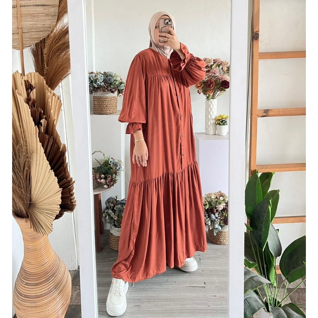 gamis rayon twill adisty polos mayung busui