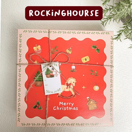 Box Natal Dus Packaging Natal Kue Hampers Natal Box Kue Natal Varian Rocking Horse Ukuran 22 x 22 x 