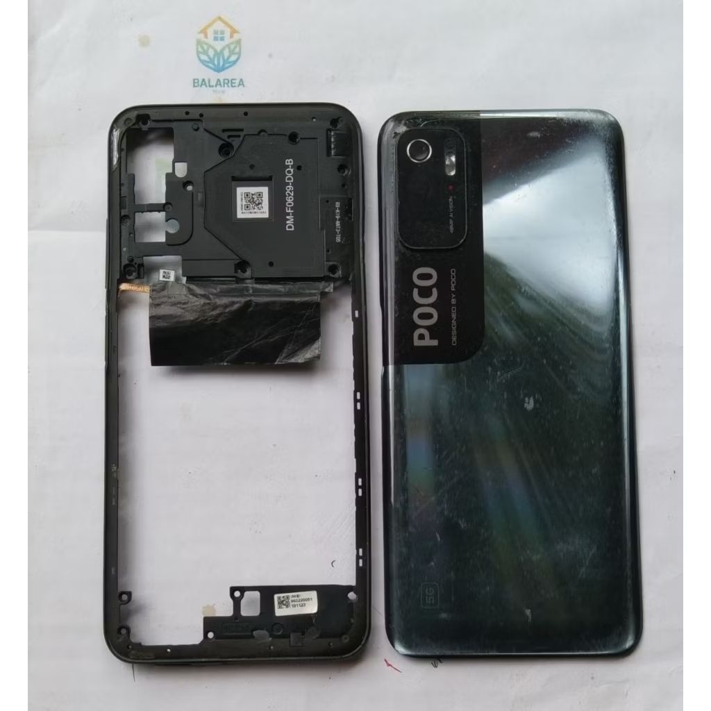 Original Fingerprint sidik jari tulang tengah kaca kamera Backdoor Redmi Poco M3 pro 5G copotan