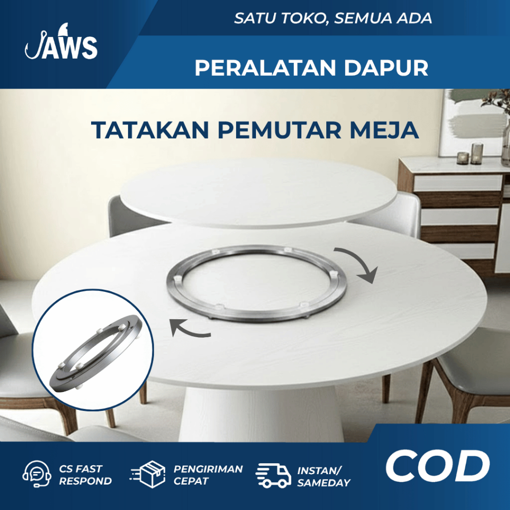 Rel Putar Meja Makan Aluminium Permukaan Halus Cocok Untuk Meja Bulat