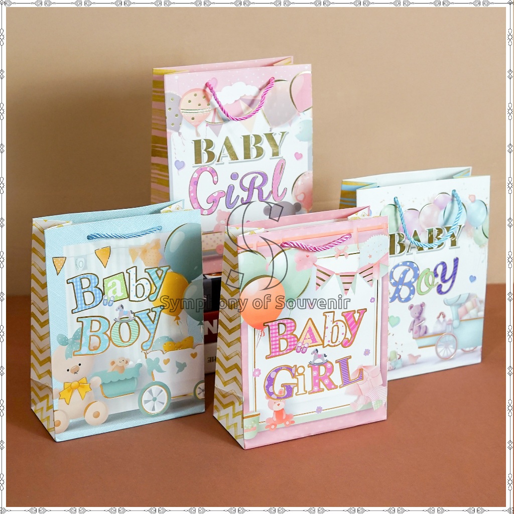 SS - Paper Bag Anak Motif Boneka Baby Girl Baby Boy Paper Bag Ulang Tahun Anak Goodie Bag Tas Hadiah