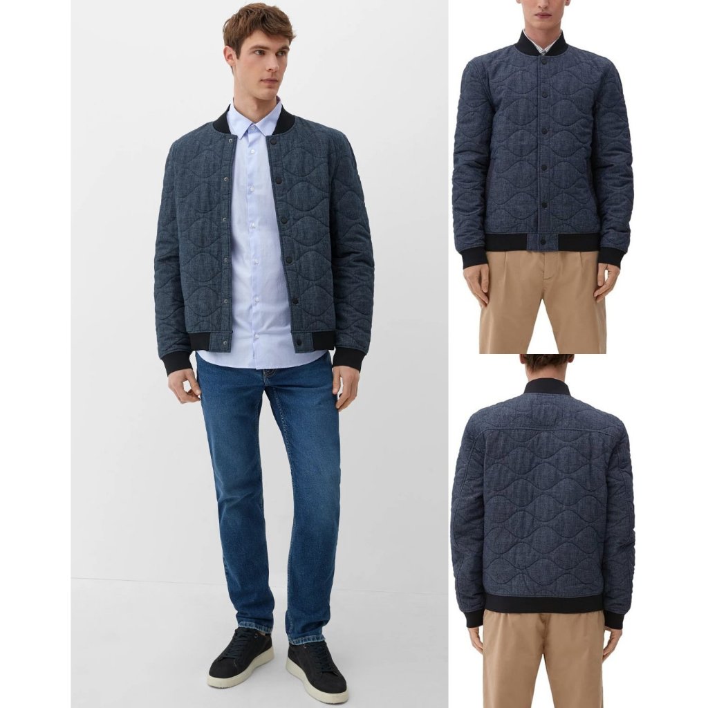 Jaket Bomber Pria Bahan Linen | Cotton Bomber Jacket with Stitching Details  - SO-8555