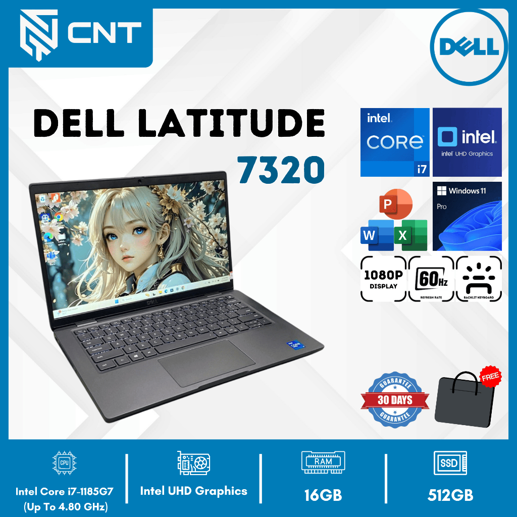 Dell latitude 7320 Core i7-1185G7 Up To 4.80GHz (16/512GB) Laptop Ultrabook Backlit Dual Thunderbolt