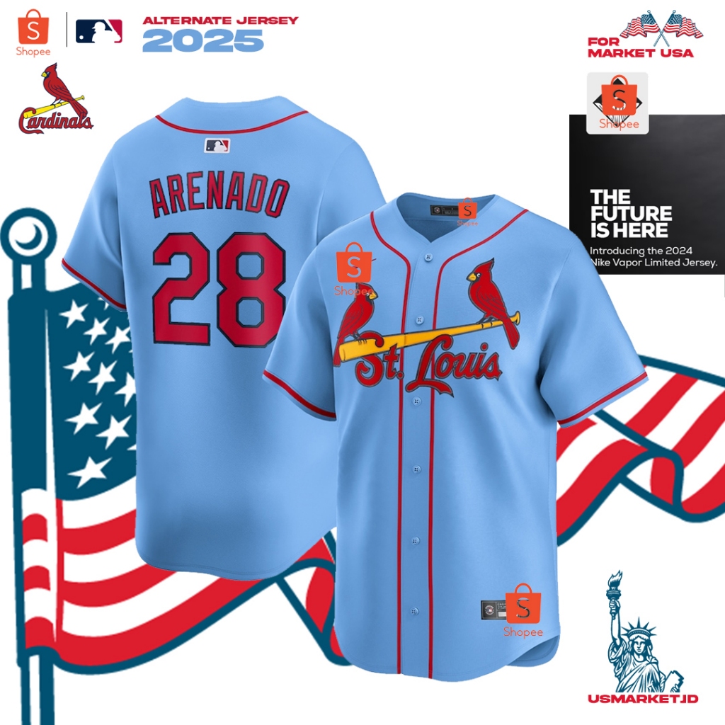 Kaos Jersey Baseball MLB St. Louis Cardinals Alternate Nolan Arenado Limited Men Original Jersey