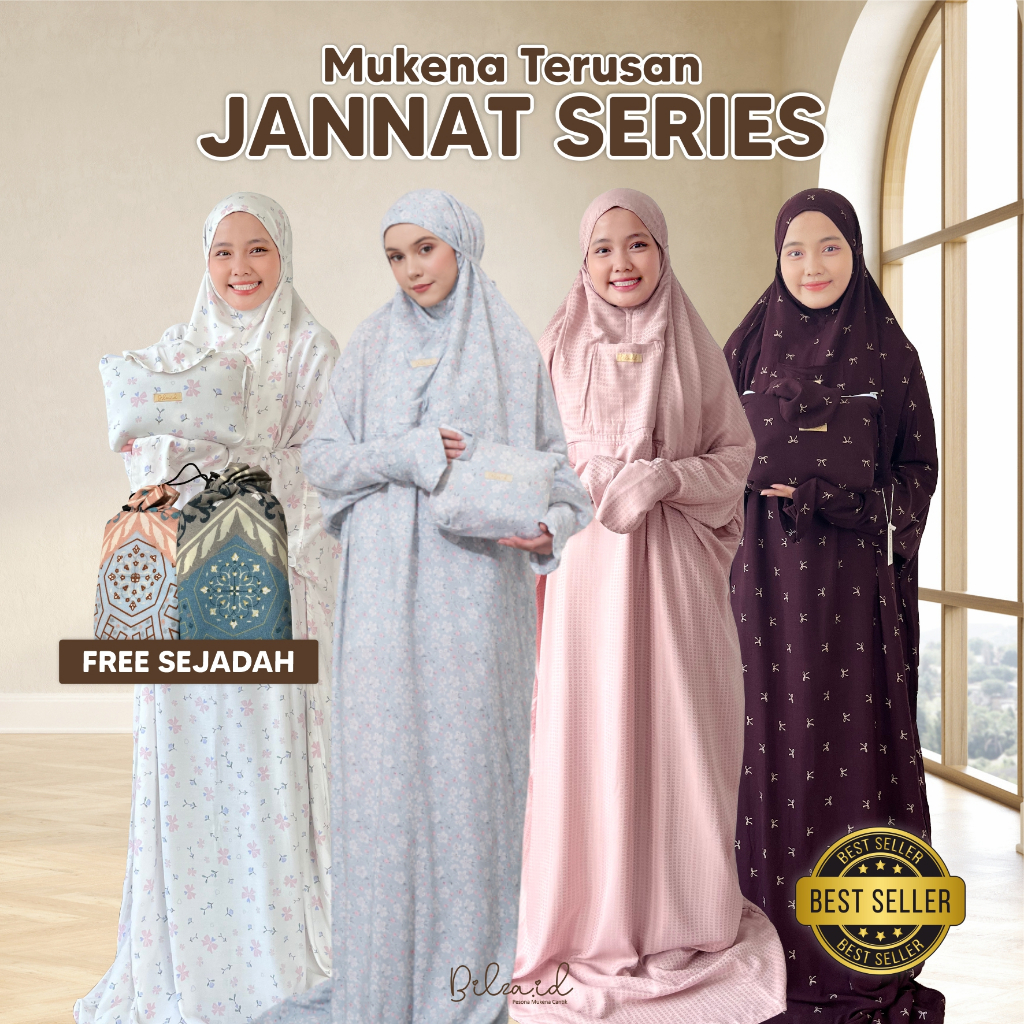 Bundling Mukena Dewasa Terusan + Sajadah Jannat Series by Bilza.id Bahan Rayon Viscose Adem Nyaman