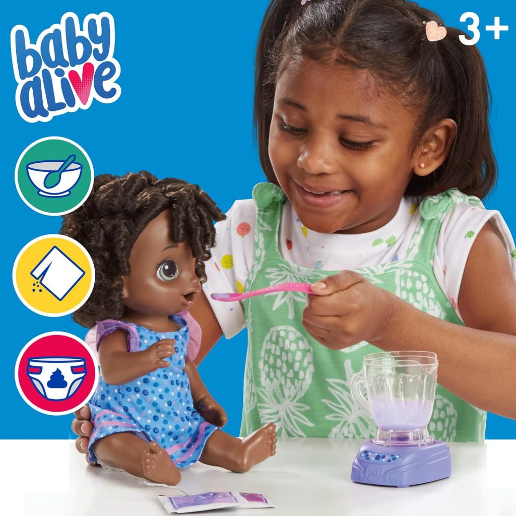 EKSLUSIF Baby Alive Magical Mixer Baby Doll Berry Shake with Blender Accessories, Drinks, Wets,