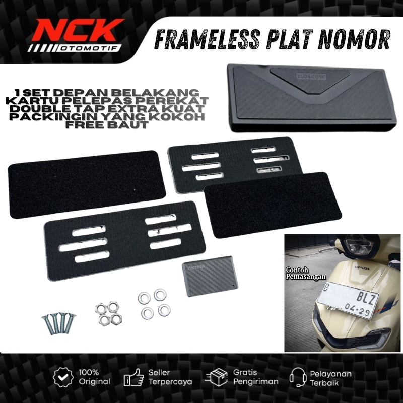 FRAMELESS PLAT NOMOR MOTOR DUDUKAN PLATE 2PCS MOSCOW GEN 2 UNIVERSAL MOTOR