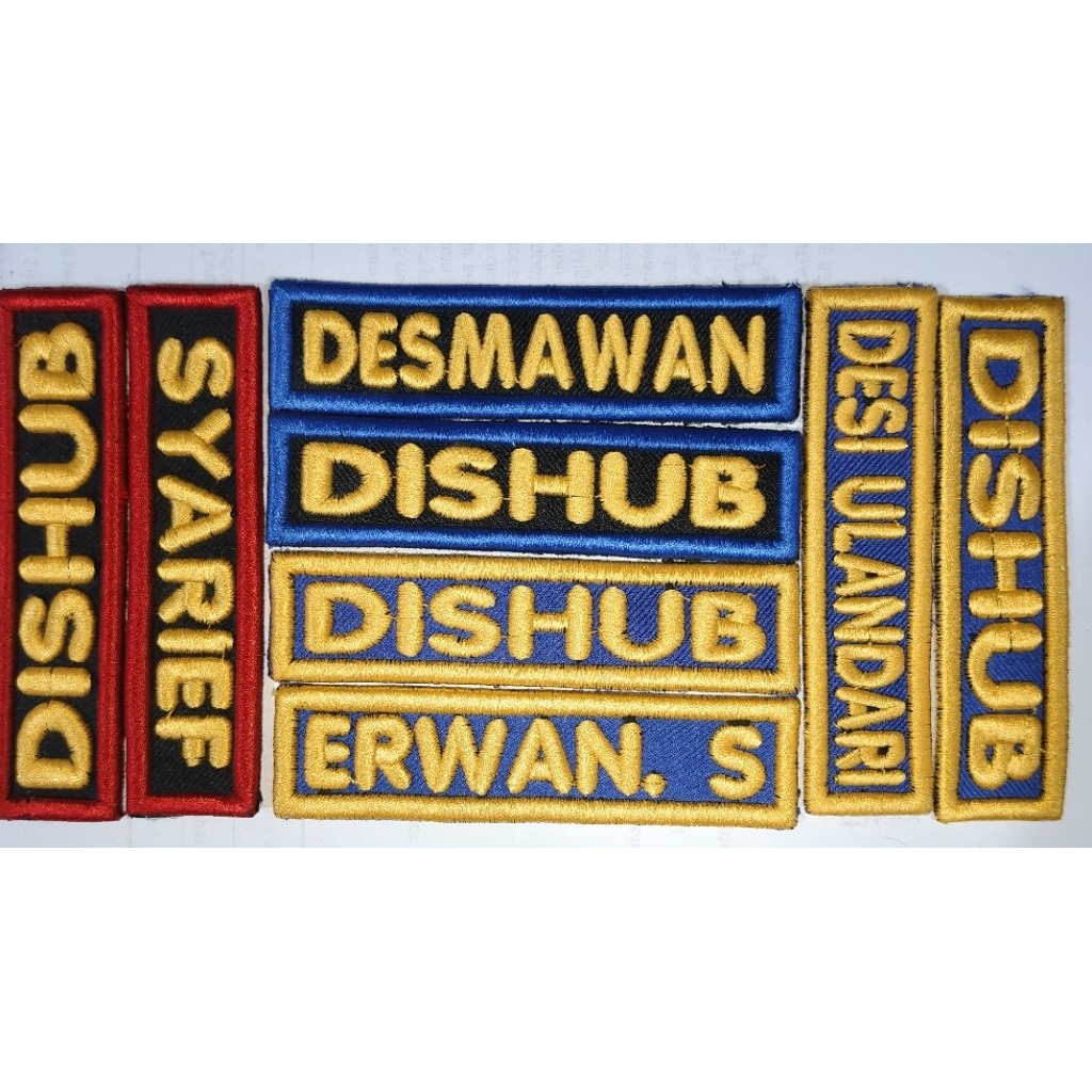 paket nama dishub bordir timbul 3d untuk atribut dishub