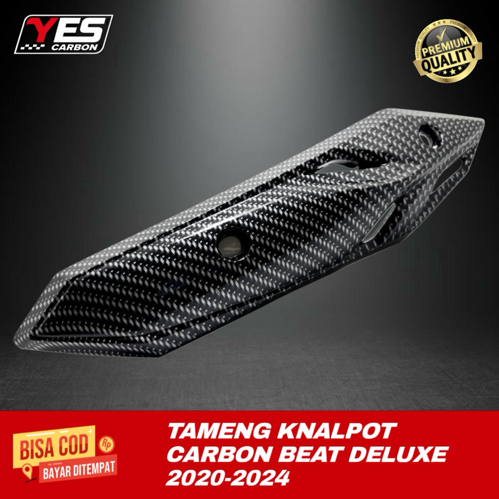 TUTUP KNALPOT BEAT DELUXE CARBON TERANG • Tameng Knalpot Beat 2020-2024 Carbon Cover Knalpot Beat 20