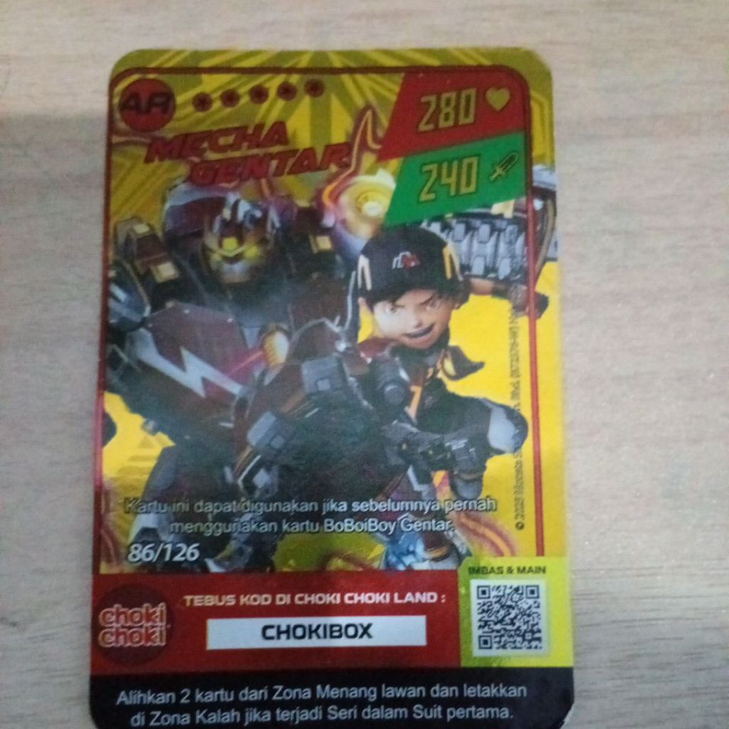 kartu BoBoiBoy galaxy Mecha gentar AR Asli Terpercaya dijamin termurah kondisi bagus sangat