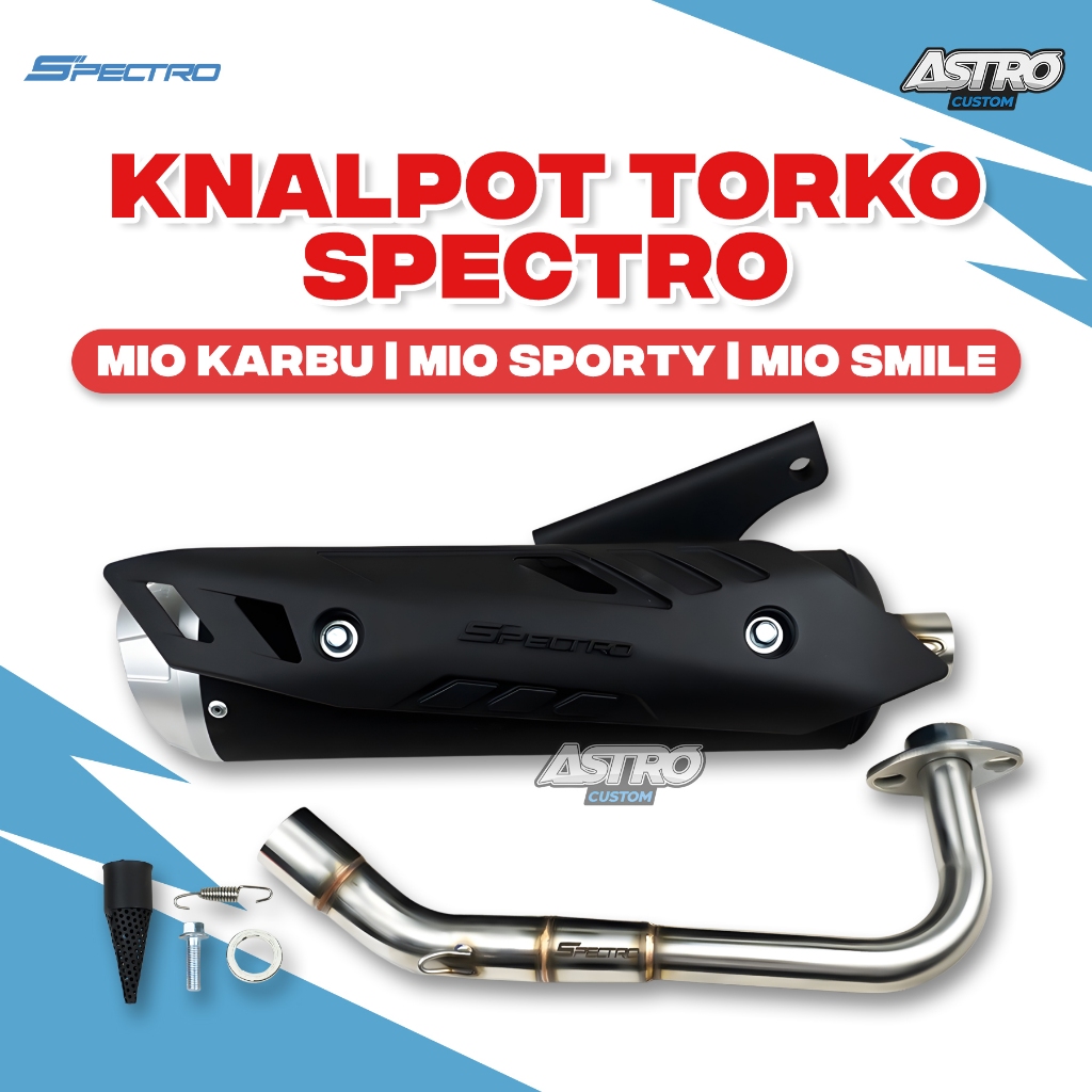Spectro Knalpot Torko Mio Sporty Smile Fino Karbu Kenalpot Standar Racing Full Package Stainless