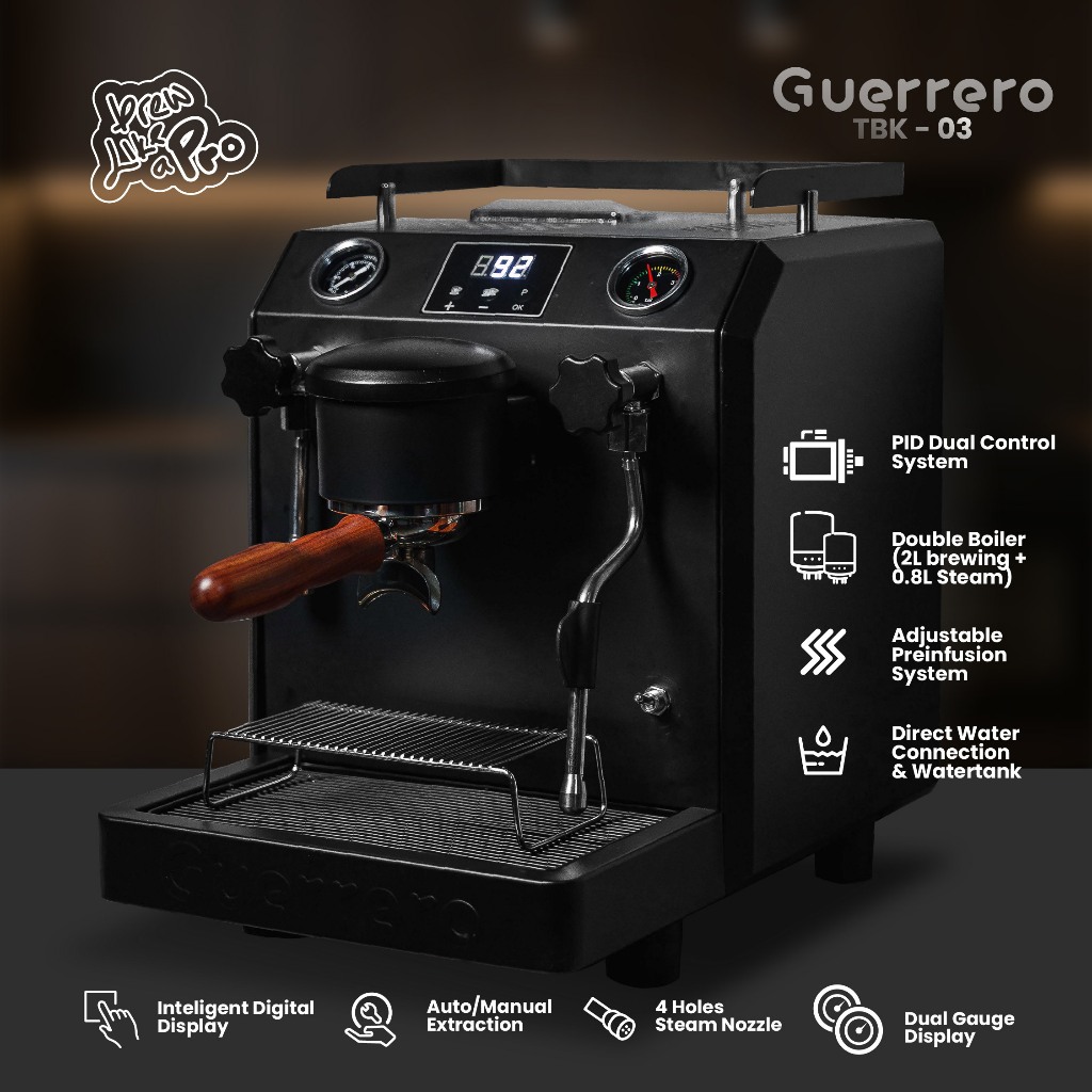 MESIN KOPI ESPRESSO - ESPRESSO MACHINE GUERRERO TBK03 SEMI COMMERCIAL DOUBLE BOILER MESIN ESPRESSO
