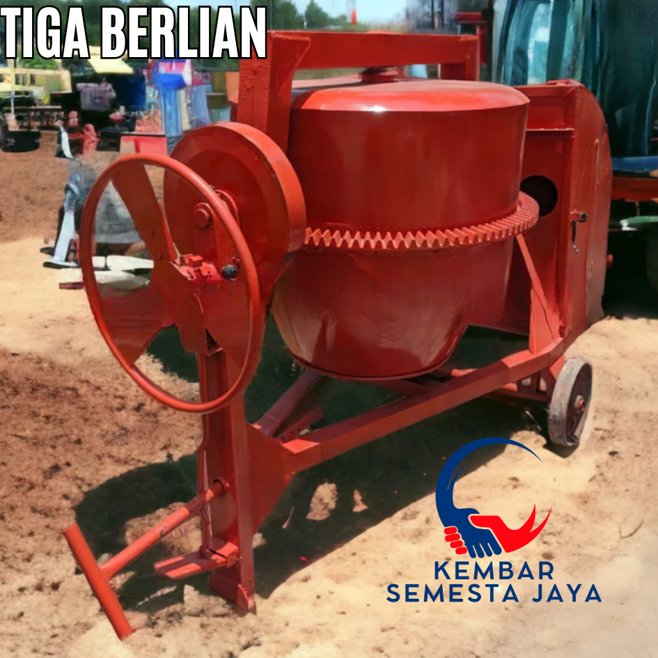 TIGA BERLIAN Molen Mixer Pengaduk Cor Semen 50 KG 500 LITER Mesin Saja / Lengkap Diesel Solar R180 8
