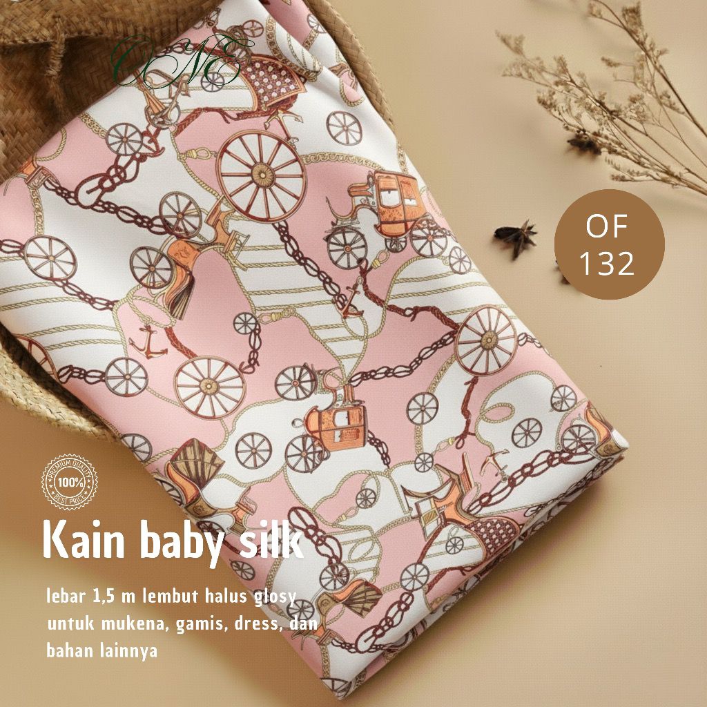 kain baby silk premium motif rantai / kain satin silk