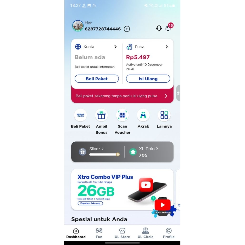 kartu XL nomor cantik, masa aktif sampai 2030