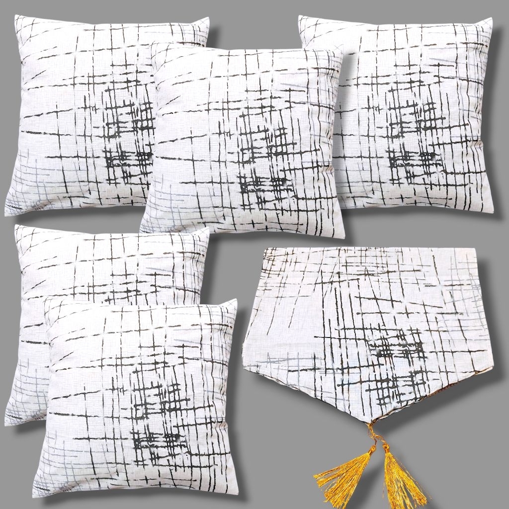 SARUNG BANTAL KURSI SOFA SATU SET ISI 5 SARBAN DAN 1 TAPLAK MEJA