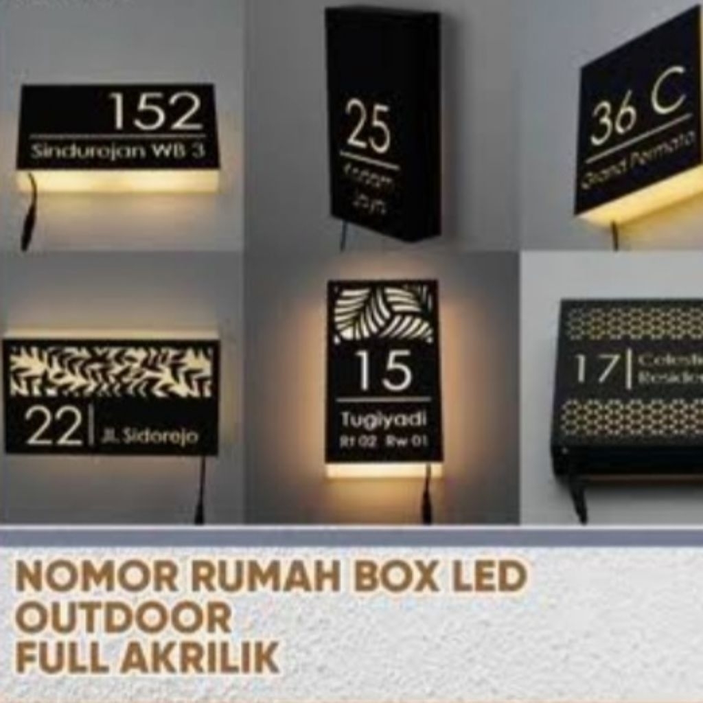 nomor rumah box acrilik led custom