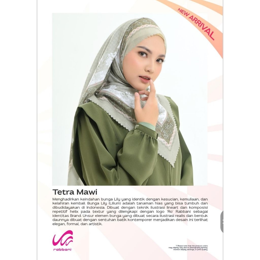 Rabbani - Tetra Mawi | Segi Empat Motif Rabbani | Kerdudung Segi4 Rabbani Ori