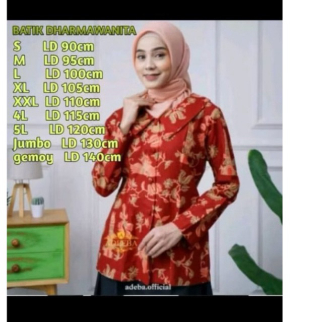 Seragam Batik dharmawanita Jumbo Ld 120 ld 130 Furing Seragam aSN Dharmawanita