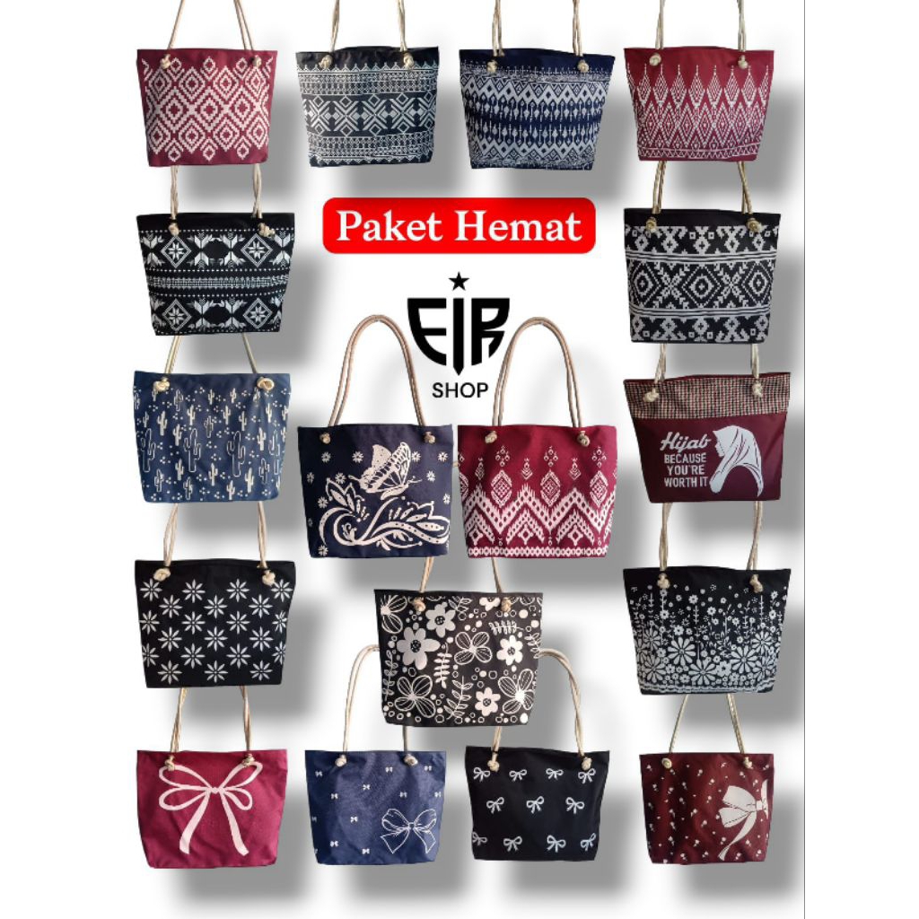 EIR SHOP Tas totebag wanita Paket hemat dan usaha terbaru