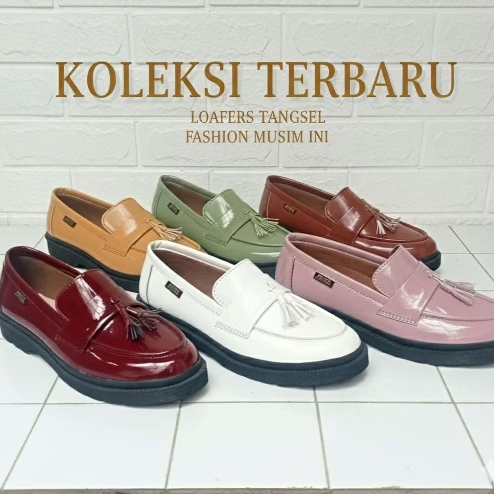 HD - Sepatu Kerja Loafer Pantofel Wanita Sol Tebal Rumbai / Sepatu Docmart Korean Style Glossy Lokal